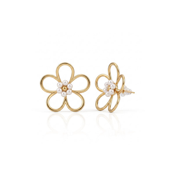 Pearl Open Bloom Stud Earrings