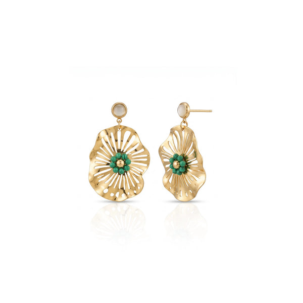 Emerlad Floral Statement Earrings