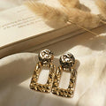 Gold Rectangle Drop Earrings