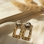 Gold Rectangle Drop Earrings