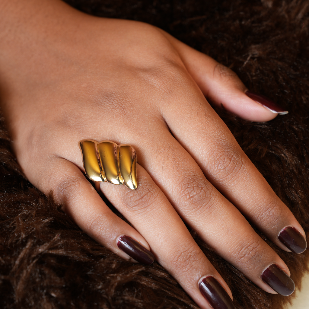 Sculpted Triple Wing Statement Ring