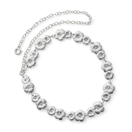 Silver-tone daisy flower waist chain with sparkling crystal centres