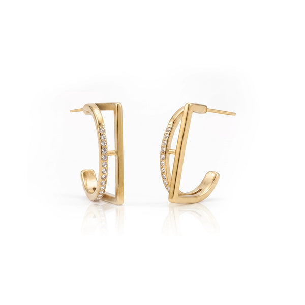 Slim Crystal Gold Hoop Earrings