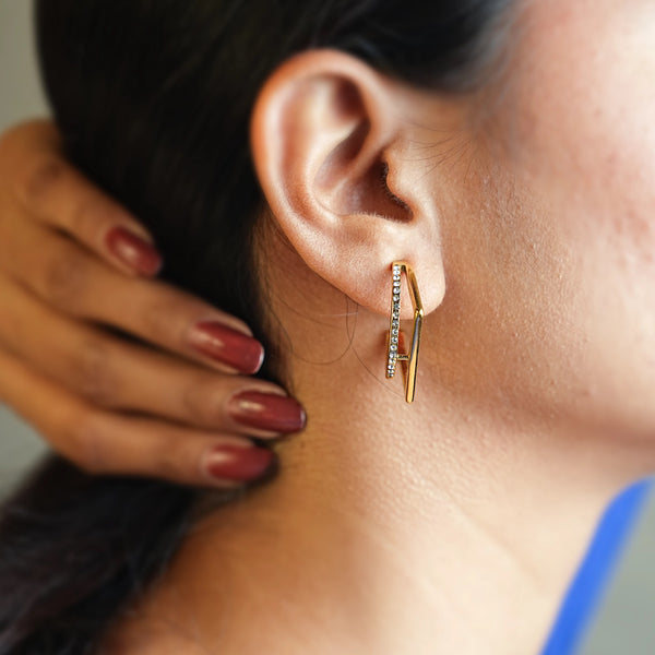 Slim Crystal Gold Hoop Earrings