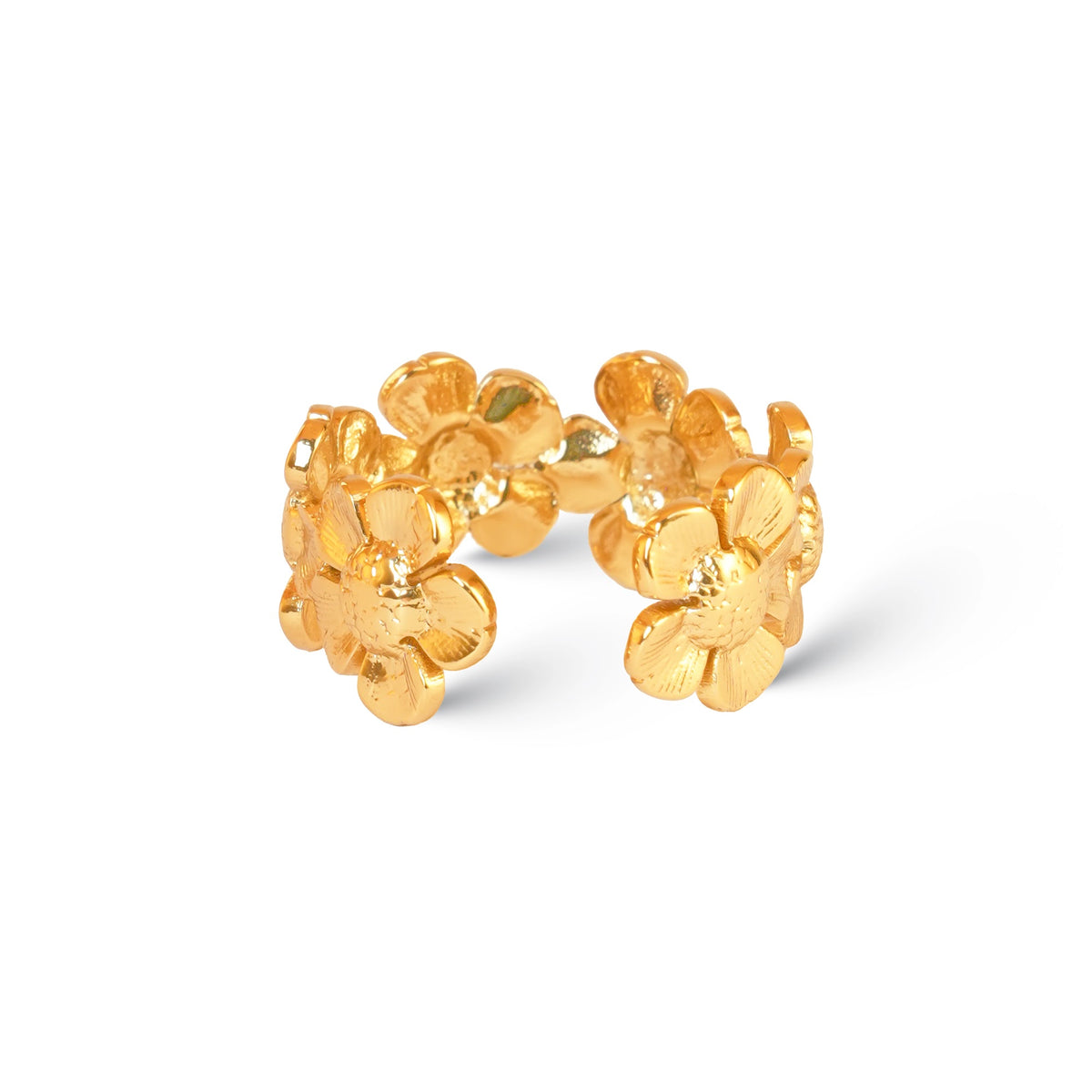 Golden Bloom Cluster Ring