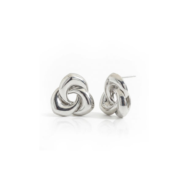 Silver Trinity Swirl Stud Earrings