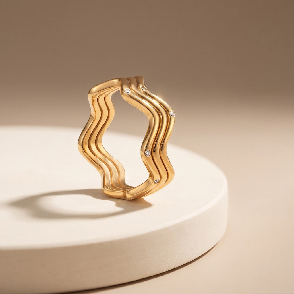 Triple Wave Layered Ring