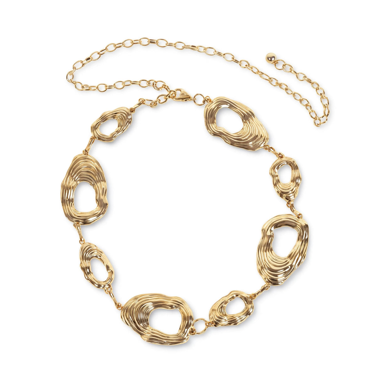 Layered waist chain for women with oversized textured oval links and mixed-tone finish