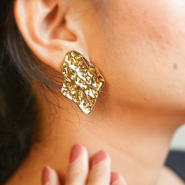 Textured Gold Drops Earrings