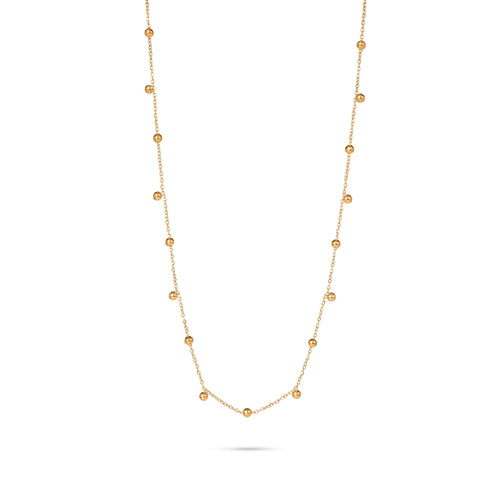 Slim gold-tone necklace with evenly spaced small bead-drop details
