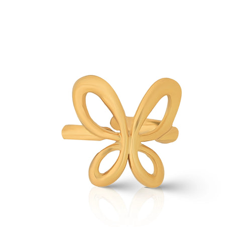 Butterfly Grace adjustable ring for women with gold-plated open design