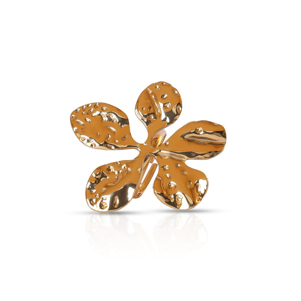 Gold Plated Floral Adjustable Ring for Women