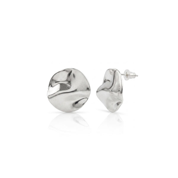 Sculpted Fold Silver Stud Earrings