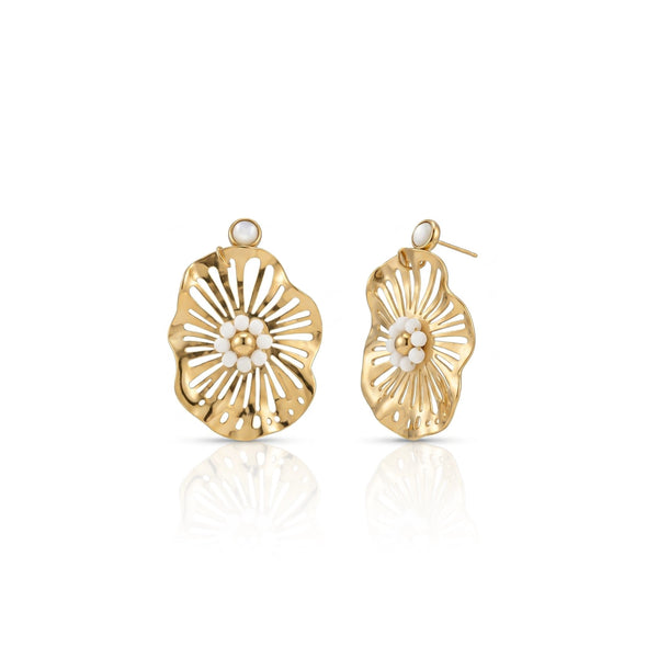 Elegant Pearl Blossom Earrings