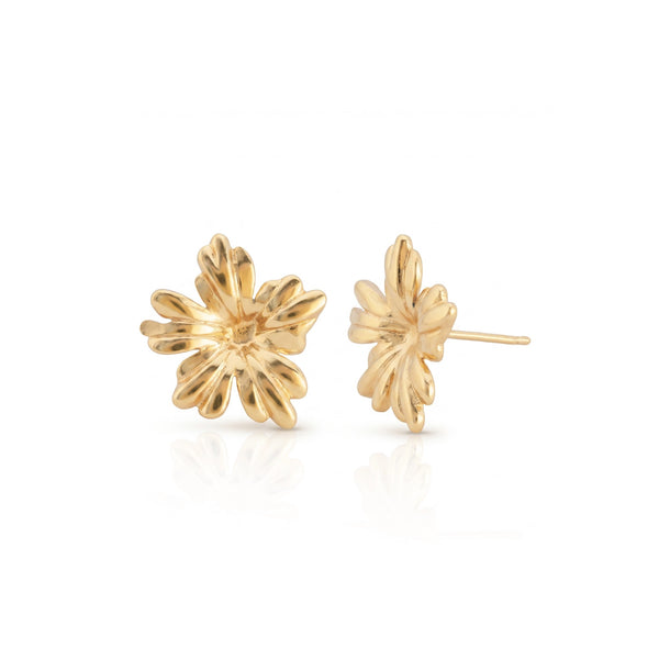 Golden Sculpted Bloom Stud Earrings