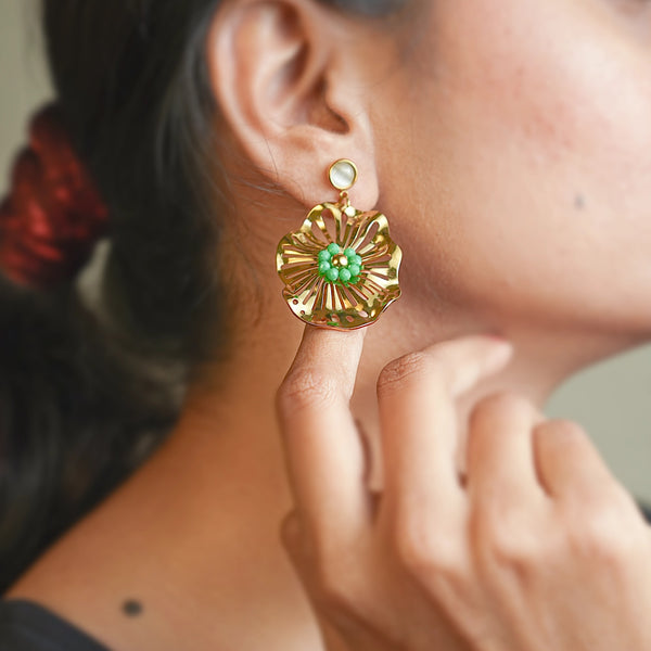 Emerlad Floral Statement Earrings