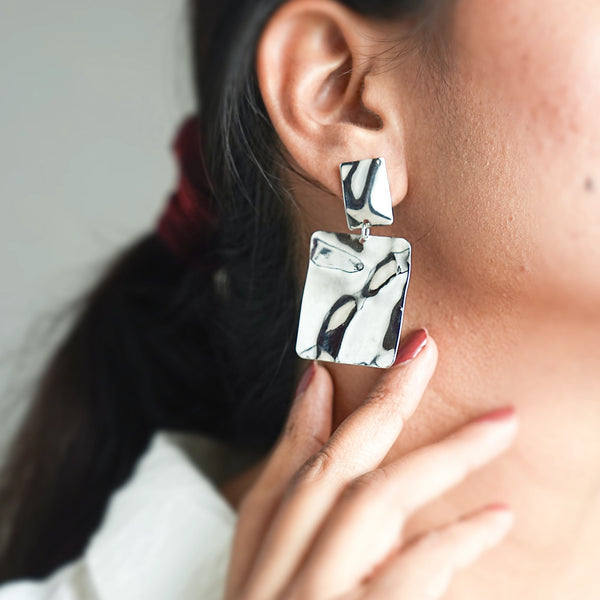Molten Square Drop Earrings