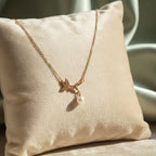 Celestial Pearl Charm Gold Necklace