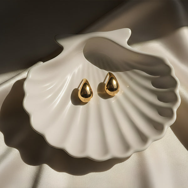 Golden Teardrop Stud Earrings