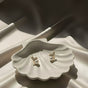 Golden Heart Pearl Drop Stud Earrings