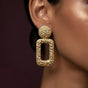Gold Rectangle Drop Earrings