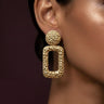 Gold Rectangle Drop Earrings