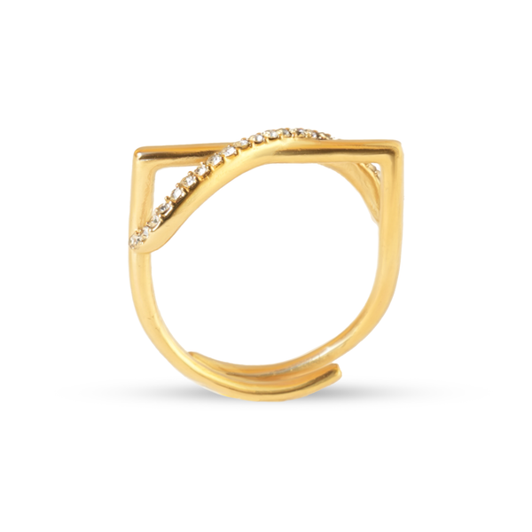 Twisted Crystal Ribbon Ring