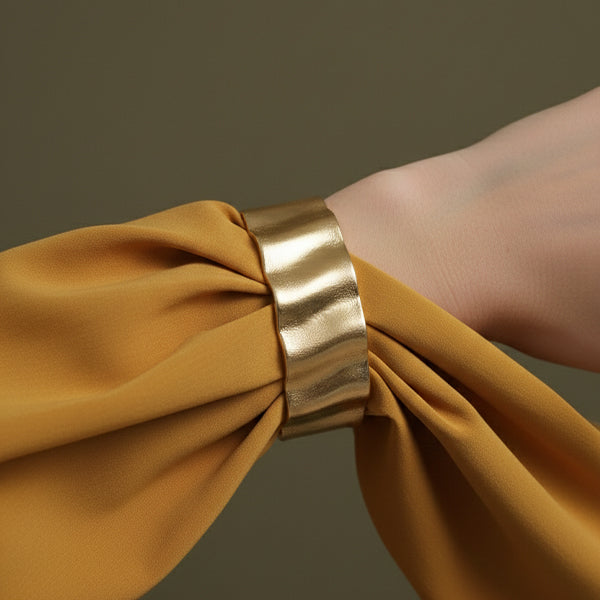 Gold Wavy Kada Bracelet for Women