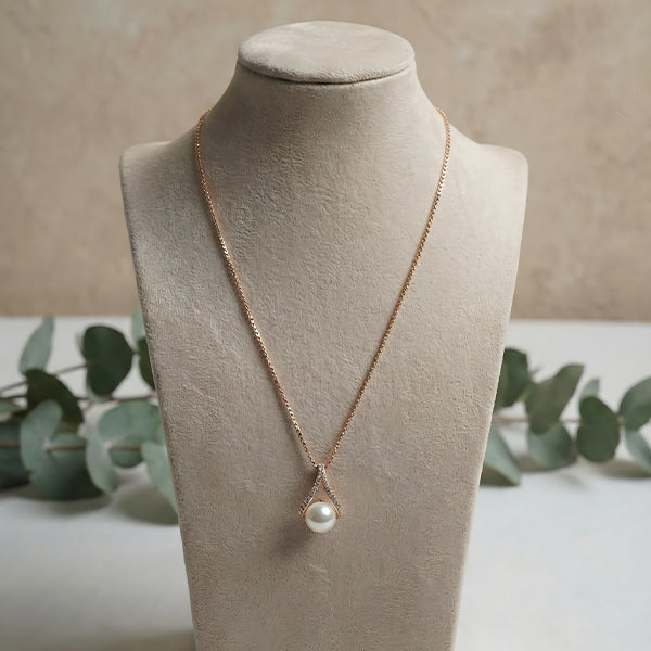 Golden Pearl Drop Charm Necklace