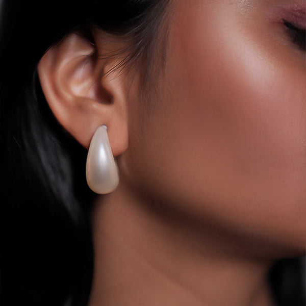 Chunky Pearl Hoop Earrings