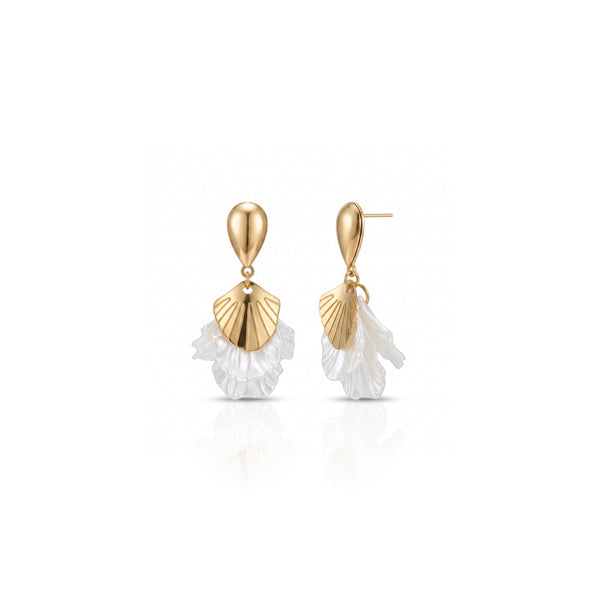 Ivory Shell Petal Drop Earrings
