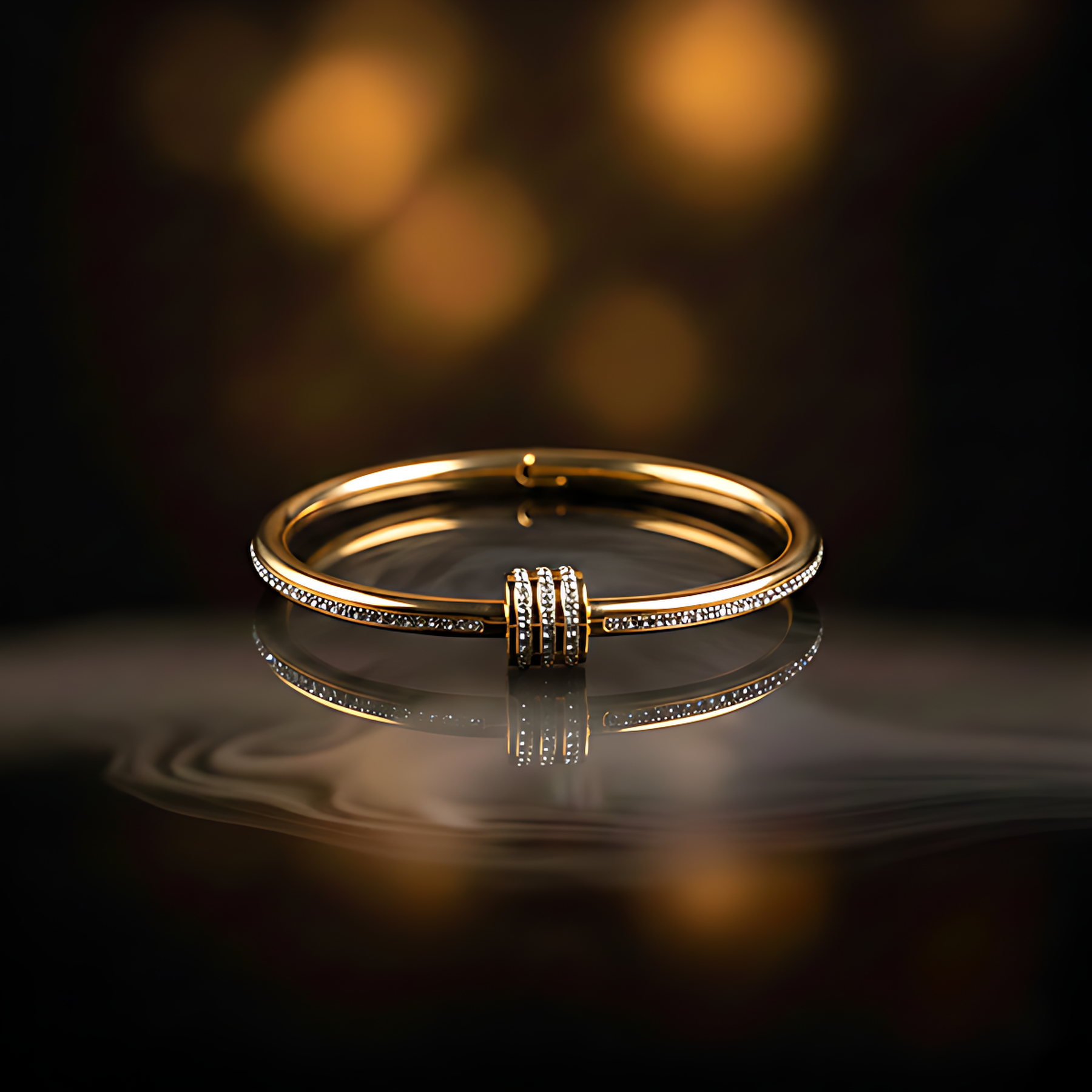 Gold-plated kada bracelet for women