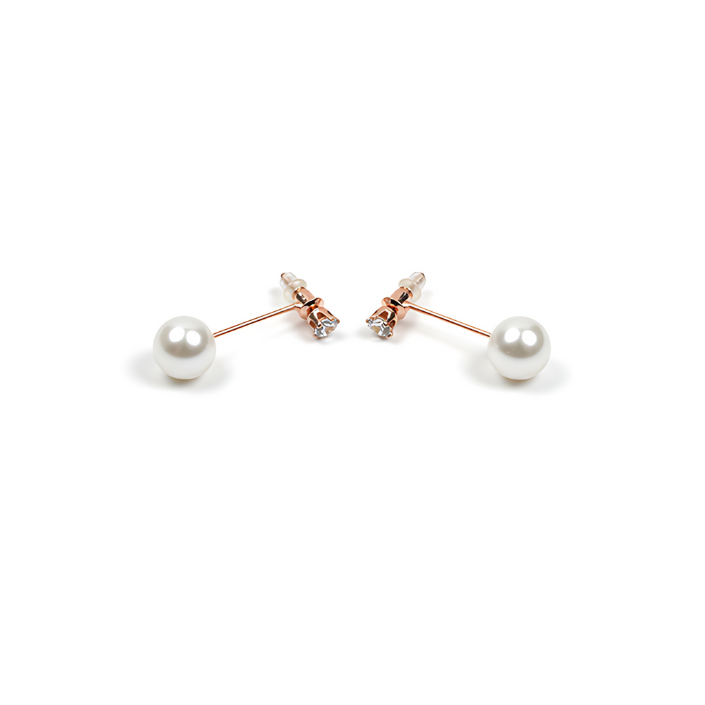 Golden Pearl Swirl Stud Earrings