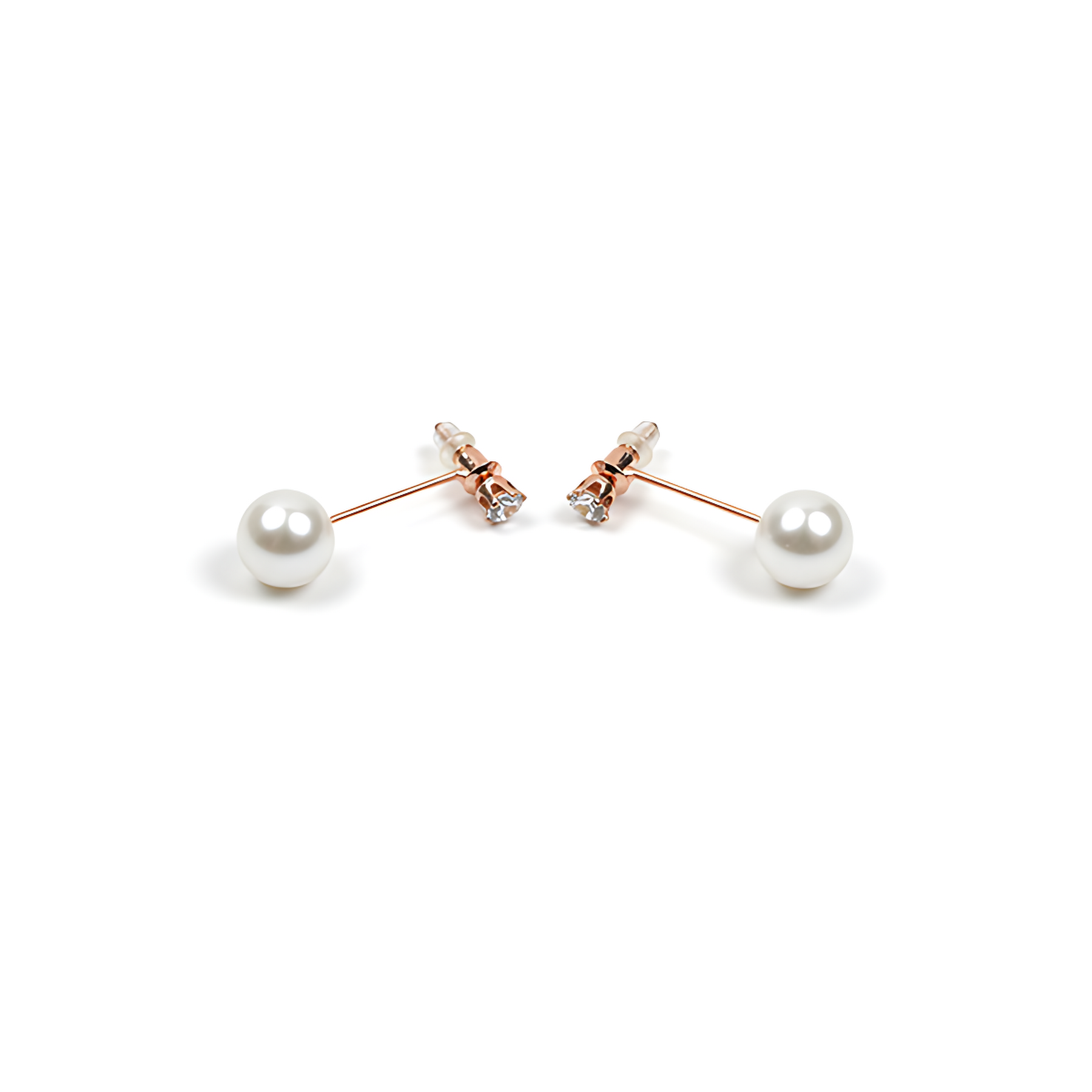 Golden Pearl Swirl Stud Earrings