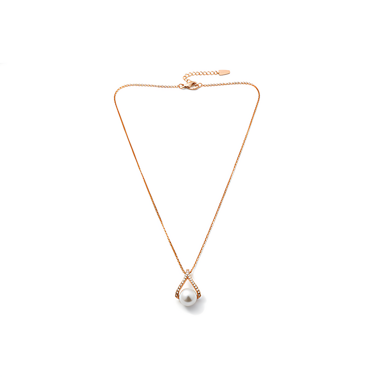 Golden Pearl Drop Charm Necklace