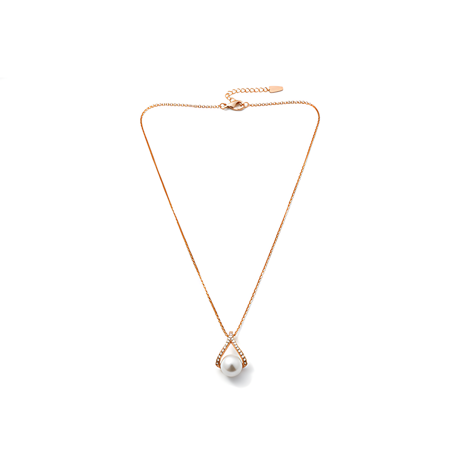 Golden Pearl Drop Charm Necklace