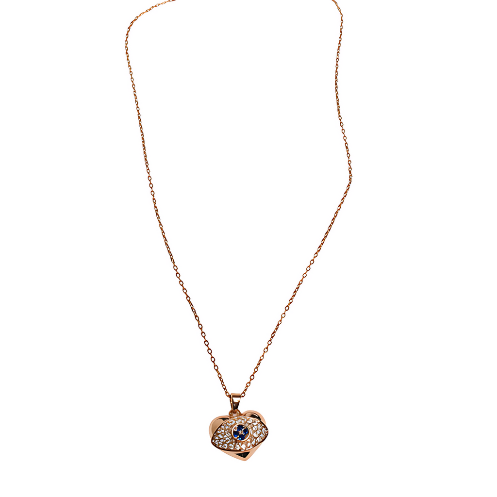 Celestial Evil Eye Heart Pendant Necklace