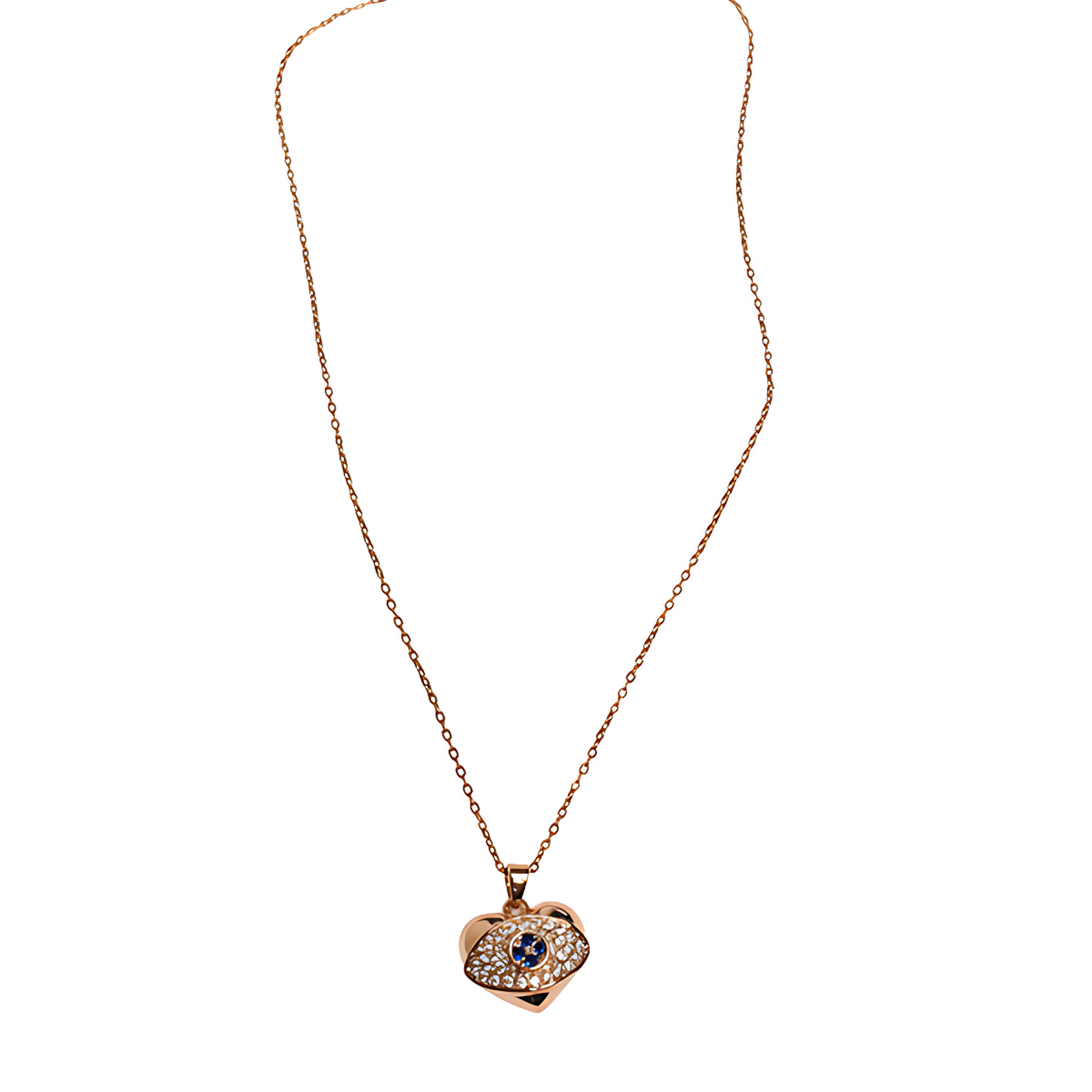 Celestial Evil Eye Heart Pendant Necklace