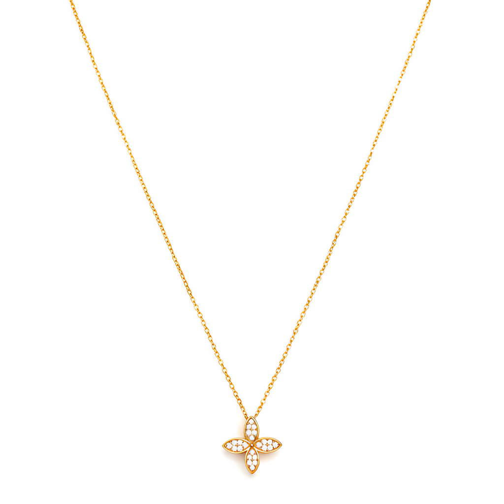 Golden Blossom Crystal Pendant Necklace
