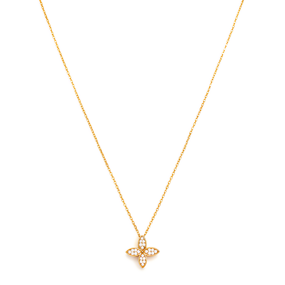 Golden Blossom Crystal Pendant Necklace