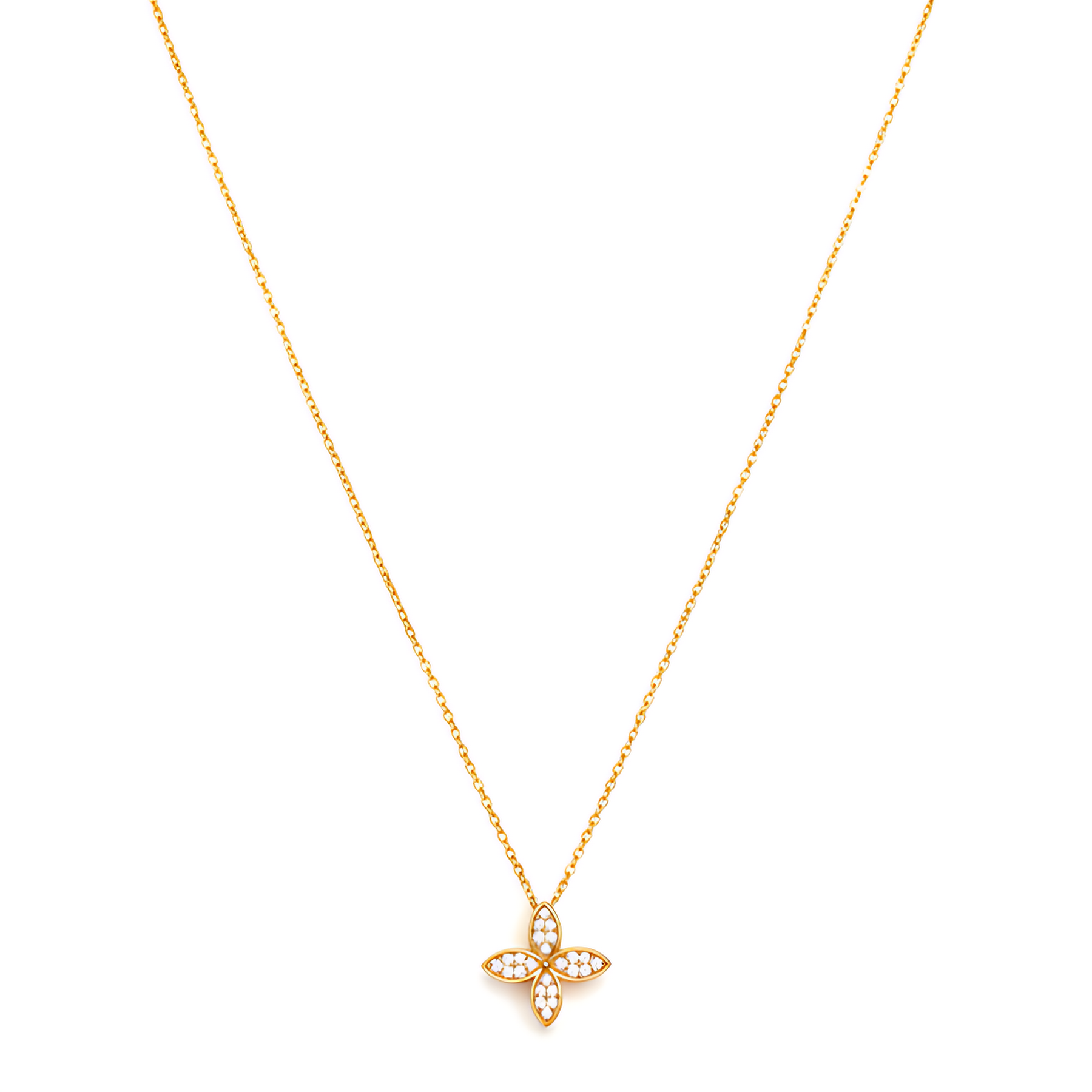 Golden Blossom Crystal Pendant Necklace