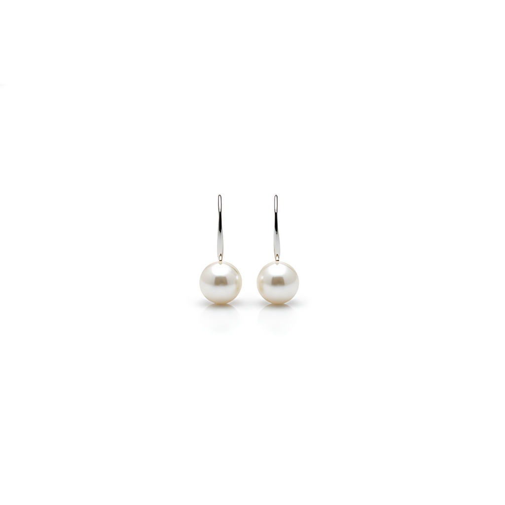 Long Pearl Drop Stud Earrings