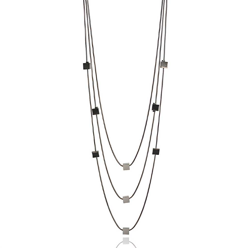 Elegant Black Layered Strand Necklace