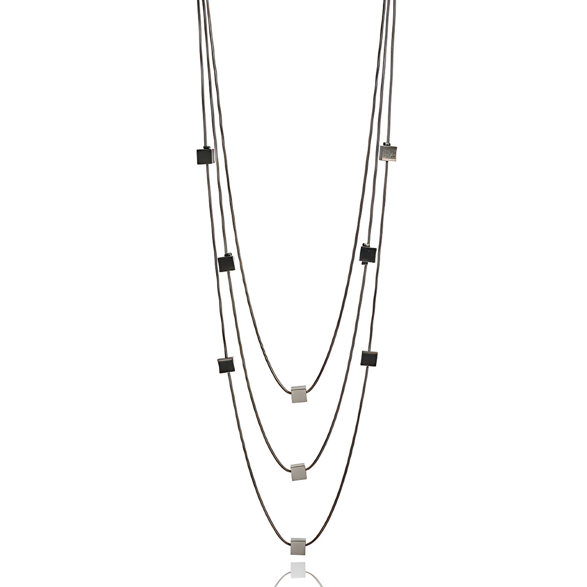 Elegant Black Layered Strand Necklace