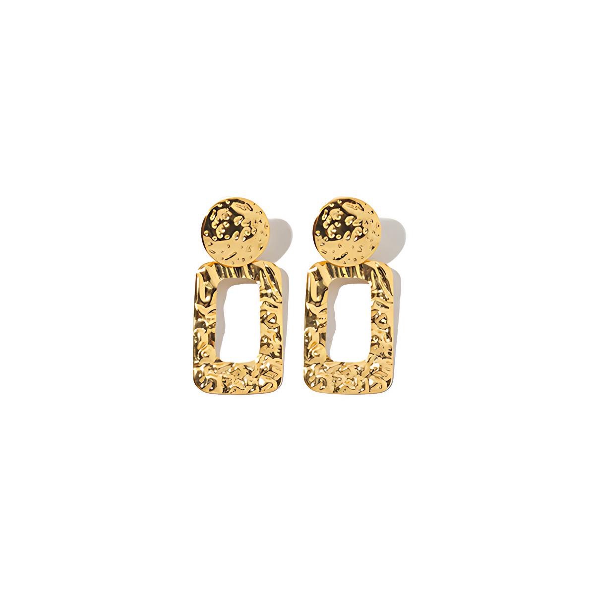 Gold Rectangle Drop Earrings