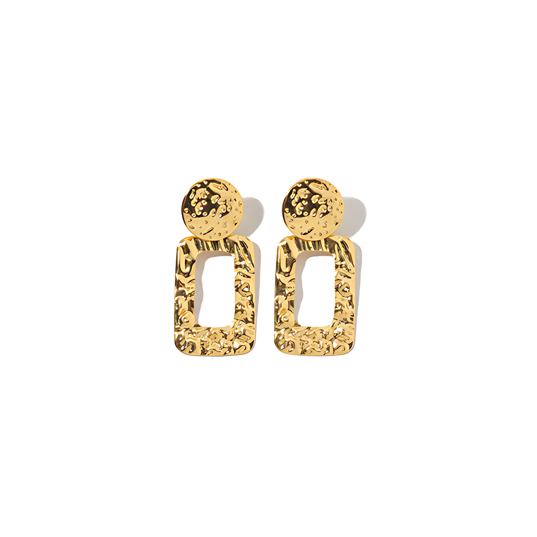 Gold Rectangle Drop Earrings