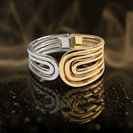 Modern dual tone sculptural cuff bracelet