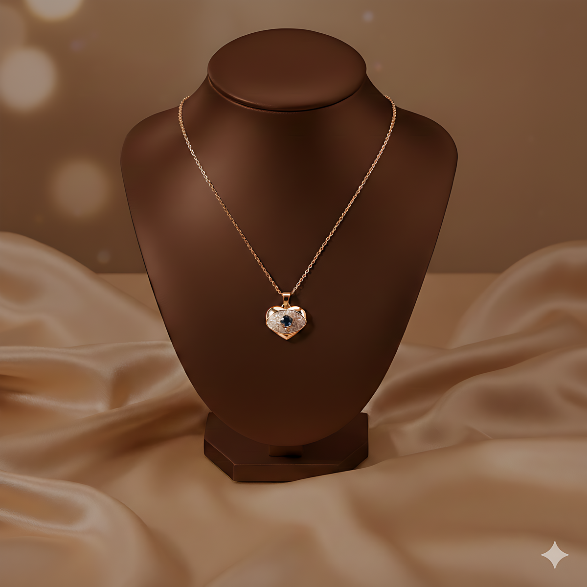 Celestial Evil Eye Heart Pendant Necklace
