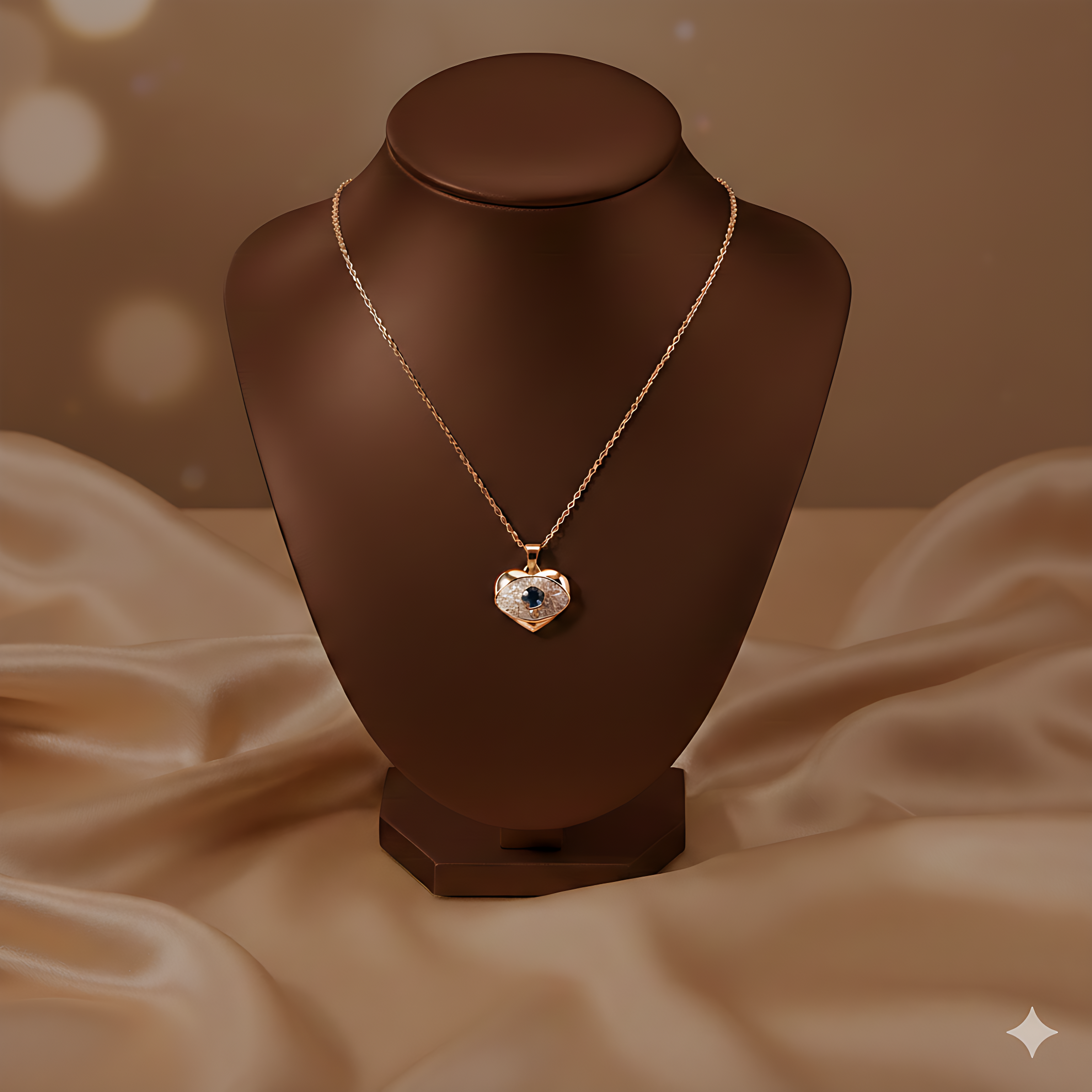 Celestial Evil Eye Heart Pendant Necklace
