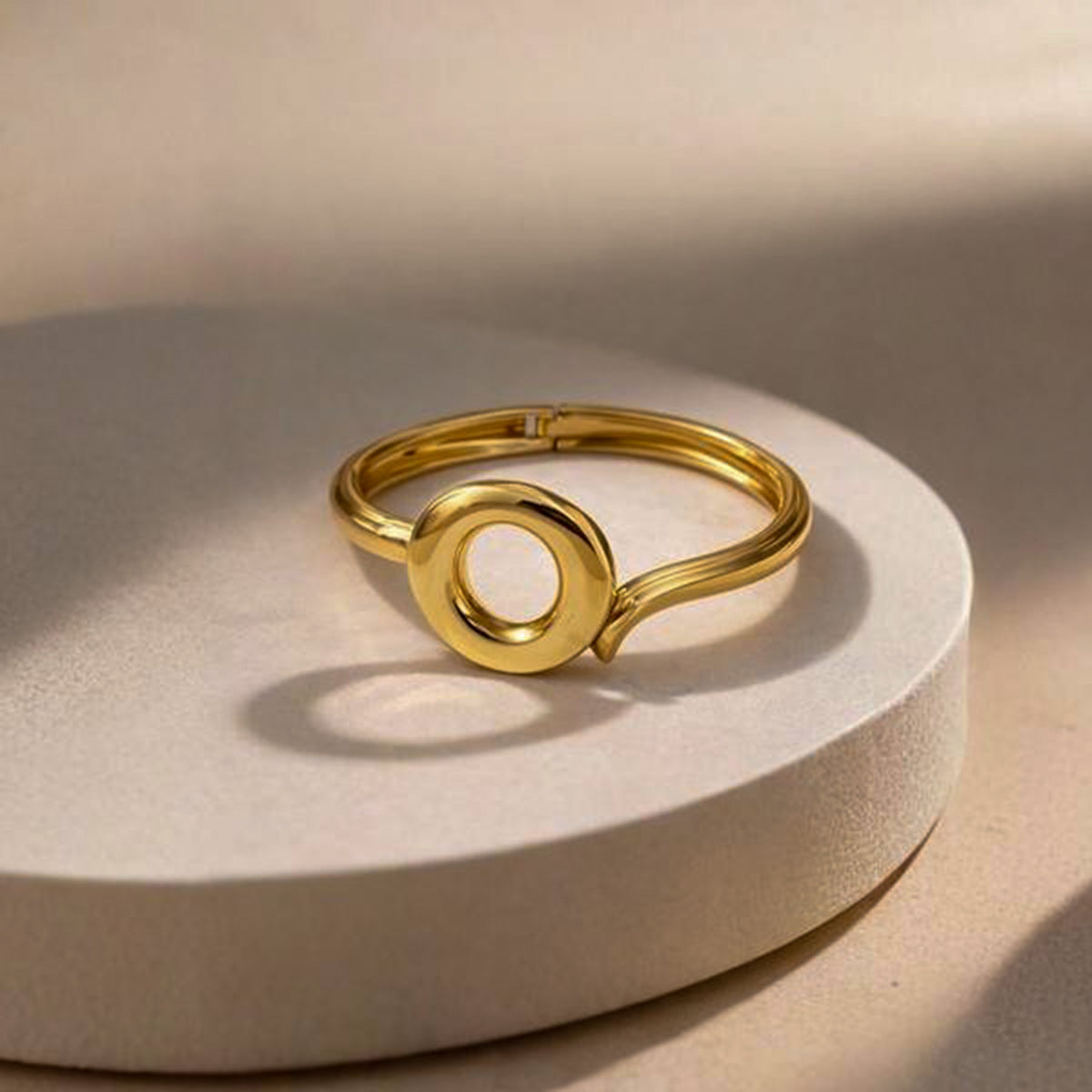 plain gold hinged bangle bracelet for women